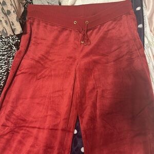 Never worn red velour, Victoria’s Secret size medium wide leg joggers